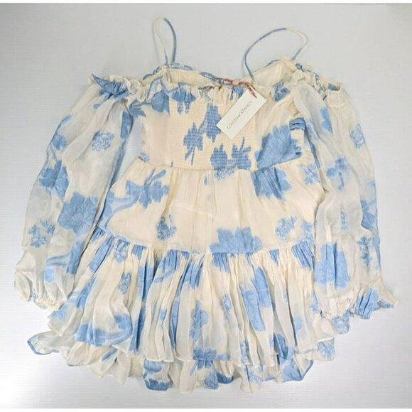 LoveShackFancy Zennia Floral Off-The-Shoulder Minidress Size S (MSRP $495) - Picture 5 of 7